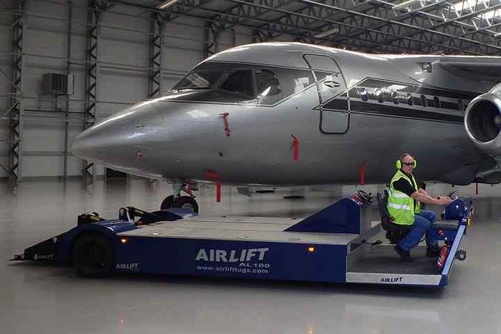 Airlift AL100 twin steer electric towbarless aircraft tug